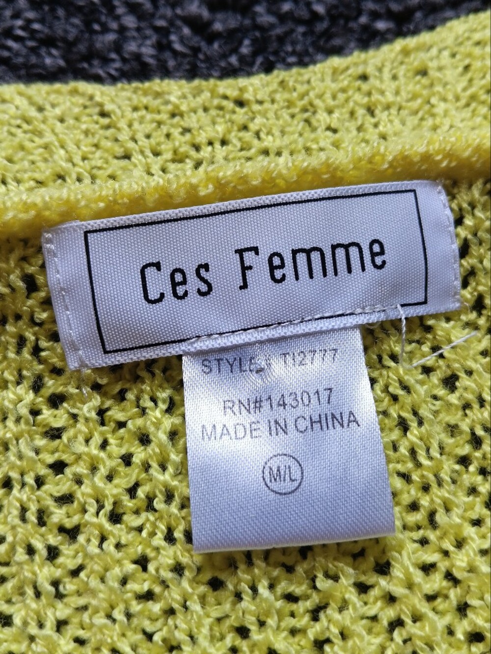 Slouchy Bright Yellow Knit Boatneck Women's Sweater, Ces Femme Size M / L - Picture 6 of 9